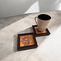 Zardozi Palash Wooden Coaster (Set of 2) Zardozi Palash Wooden Coaster (Set of 2)