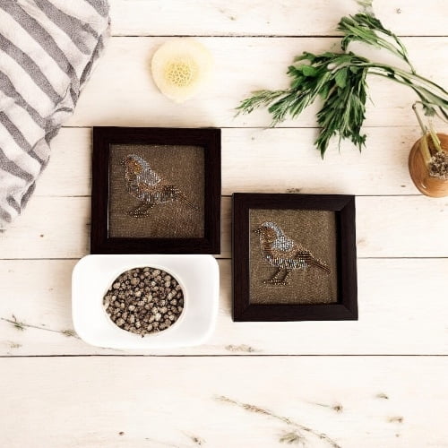 Zardozi Sparrow Wooden Coaster (Set of 2) Zardozi Sparrow Wooden Coaster (Set of 2)