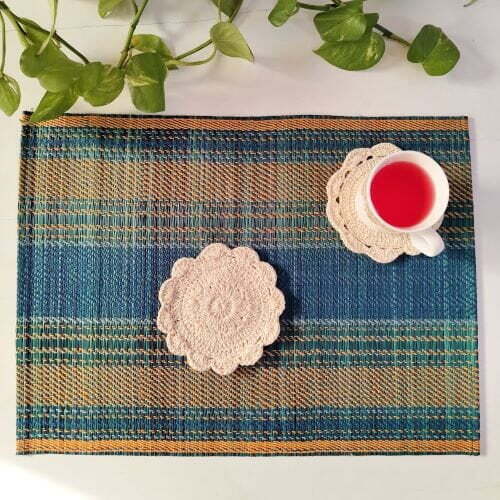 Madur Blue Base & Yellow Table Mat (Set of 6) Madur Blue Base & Yellow Table Mat (Set of 6)