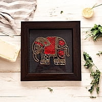 Zardozi Elephant Wooden Coaster (Set of 2) Zardozi Elephant Wooden Coaster (Set of 2)
