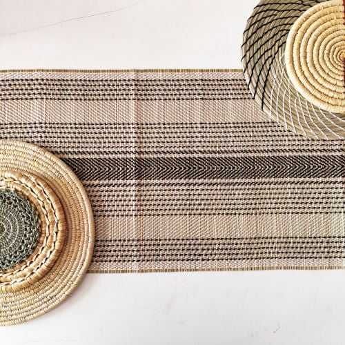 Natural & Black Twill Centre Stripe Runner Natural & Black Twill Centre Stripe Runner