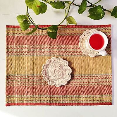 Yellow Base & Red Table Mat (Set of 6)