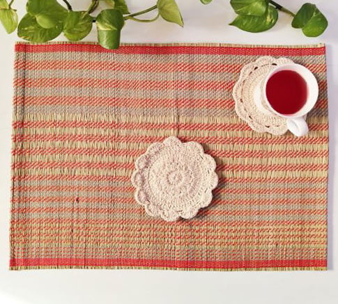 Natural & Red Table Mat (Set of 6) Natural & Red Table Mat (Set of 6)