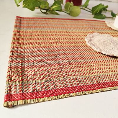 Natural & Red Table Mat (Set of 6)