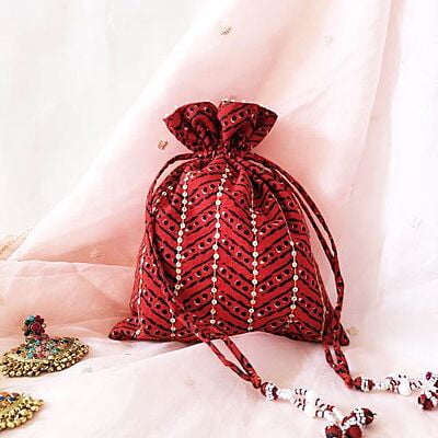 Zardozi Printed Potli Bag