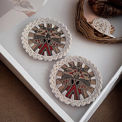 Madhubani Coaster White (Set of 4)